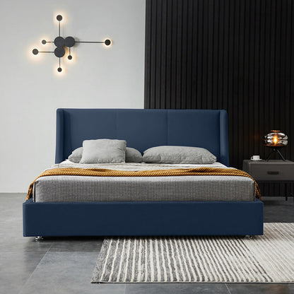 Base Cama Con Espaldar Queen Mousai Azul