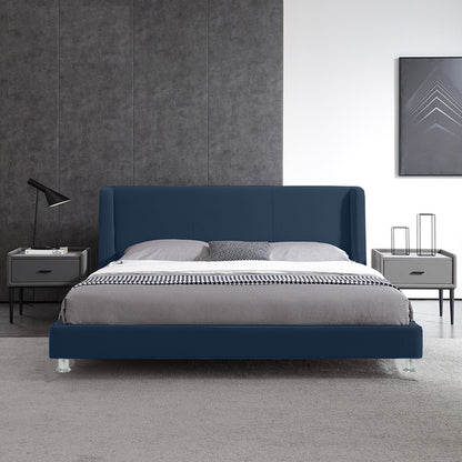 Base Cama Con Espaldar Queen Mousai Azul