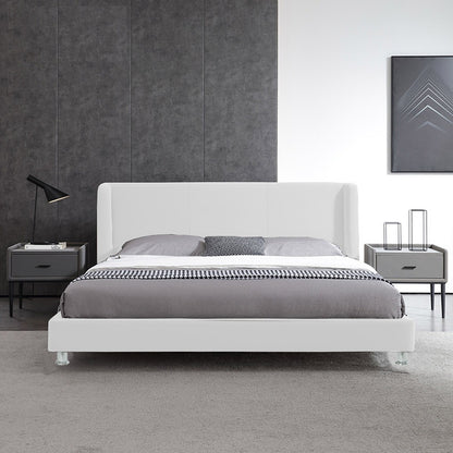 Base Cama Con Espaldar Queen Mousai Blanco