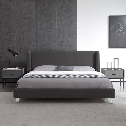 Base Cama Con Espaldar King Mousai Gris Plomo