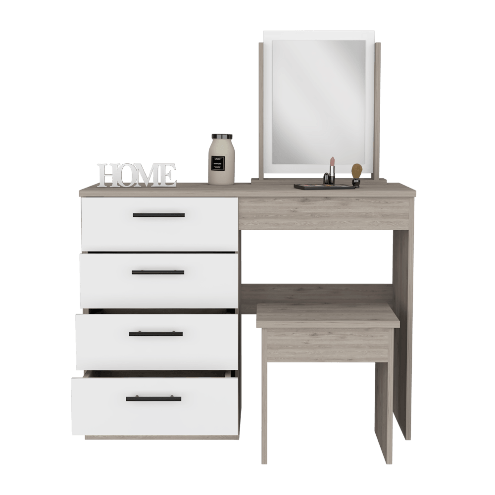 Mueble Tocador Kylian Ceniza Y Blanco