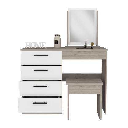 Mueble Tocador Kylian Ceniza Y Blanco