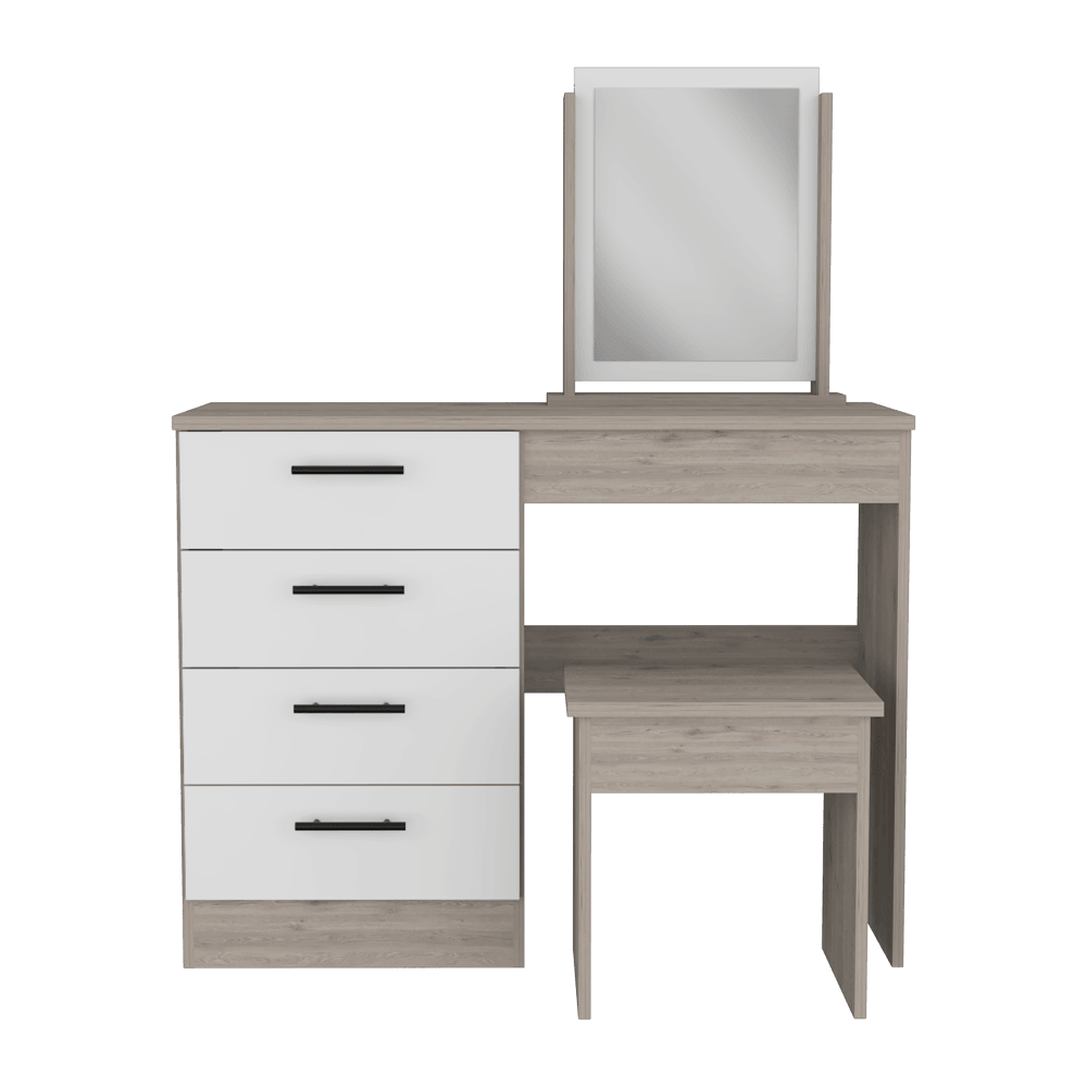 Mueble Tocador Kylian Ceniza Y Blanco