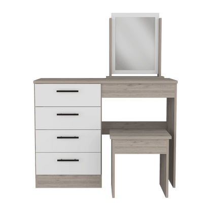 Mueble Tocador Kylian Ceniza Y Blanco
