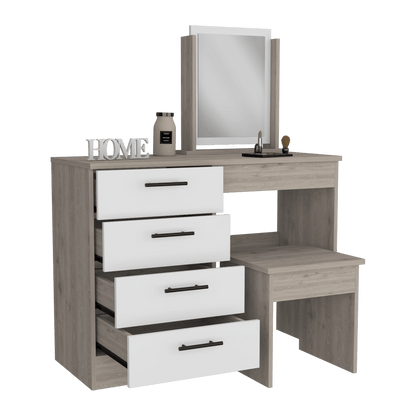 Mueble Tocador Kylian Ceniza Y Blanco