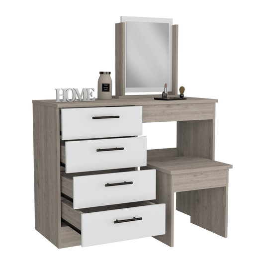 Mueble Tocador Kylian Ceniza Y Blanco