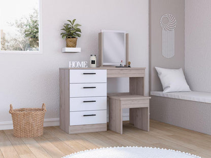 Mueble Tocador Kylian Ceniza Y Blanco