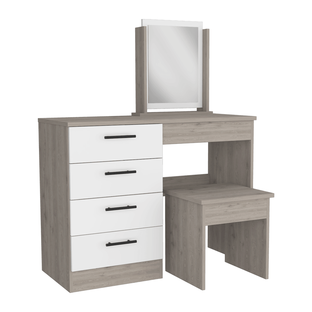 Mueble Tocador Kylian Ceniza Y Blanco
