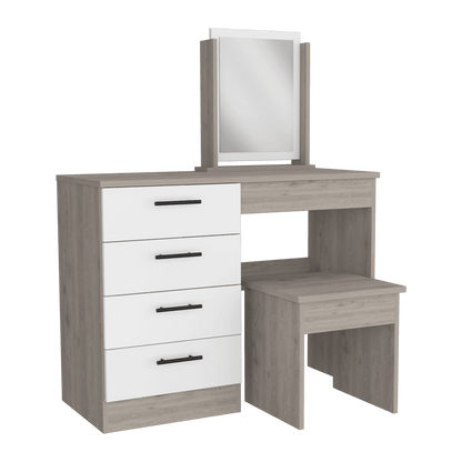 Mueble Tocador Kylian Ceniza Y Blanco
