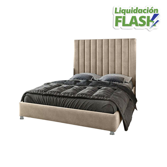Base Cama Con Espaldar Queen Natura Taupe
