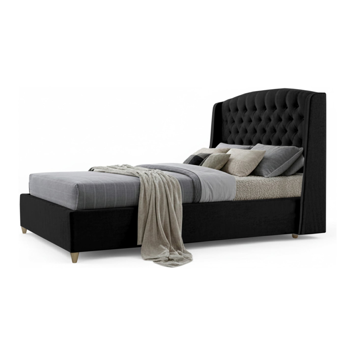 Base Cama Con Espaldar Sencillo Italia Negro