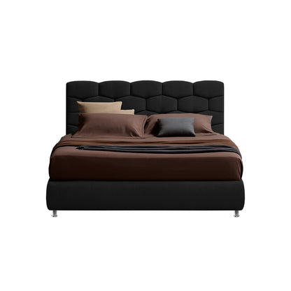 Base Cama con Espaldar + Colchon Doble Esmeralda Negro