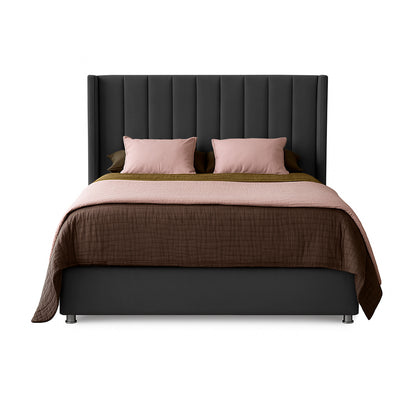 Base Cama con Espaldar + Colchon + Puff Baul Semidoble Julieta  negro