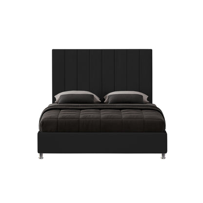 Base Cama con Espaldar + Colchon Sencillo Natura  negro