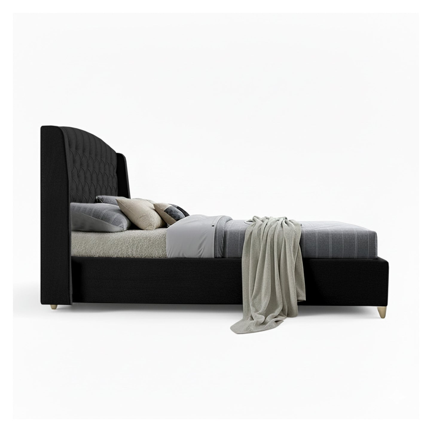 Base Cama Con Espaldar King Italia Negro