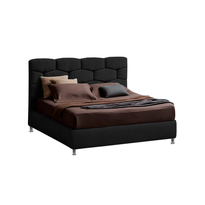 Base Cama con Espaldar + Colchon Doble Esmeralda Negro