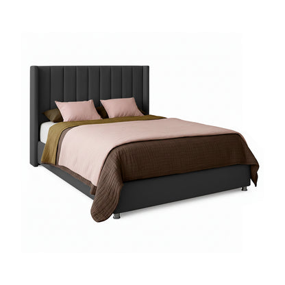 Base Cama con Espaldar + Colchon + Puff Baul Semidoble Julieta  negro