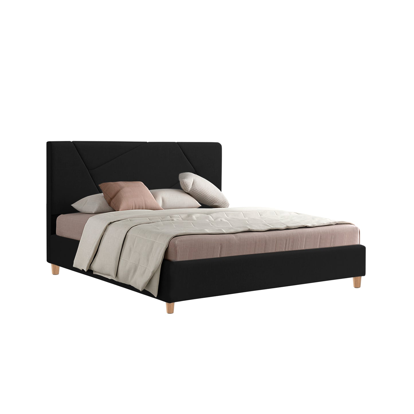 Base Cama Con Espaldar King Hampton Negro