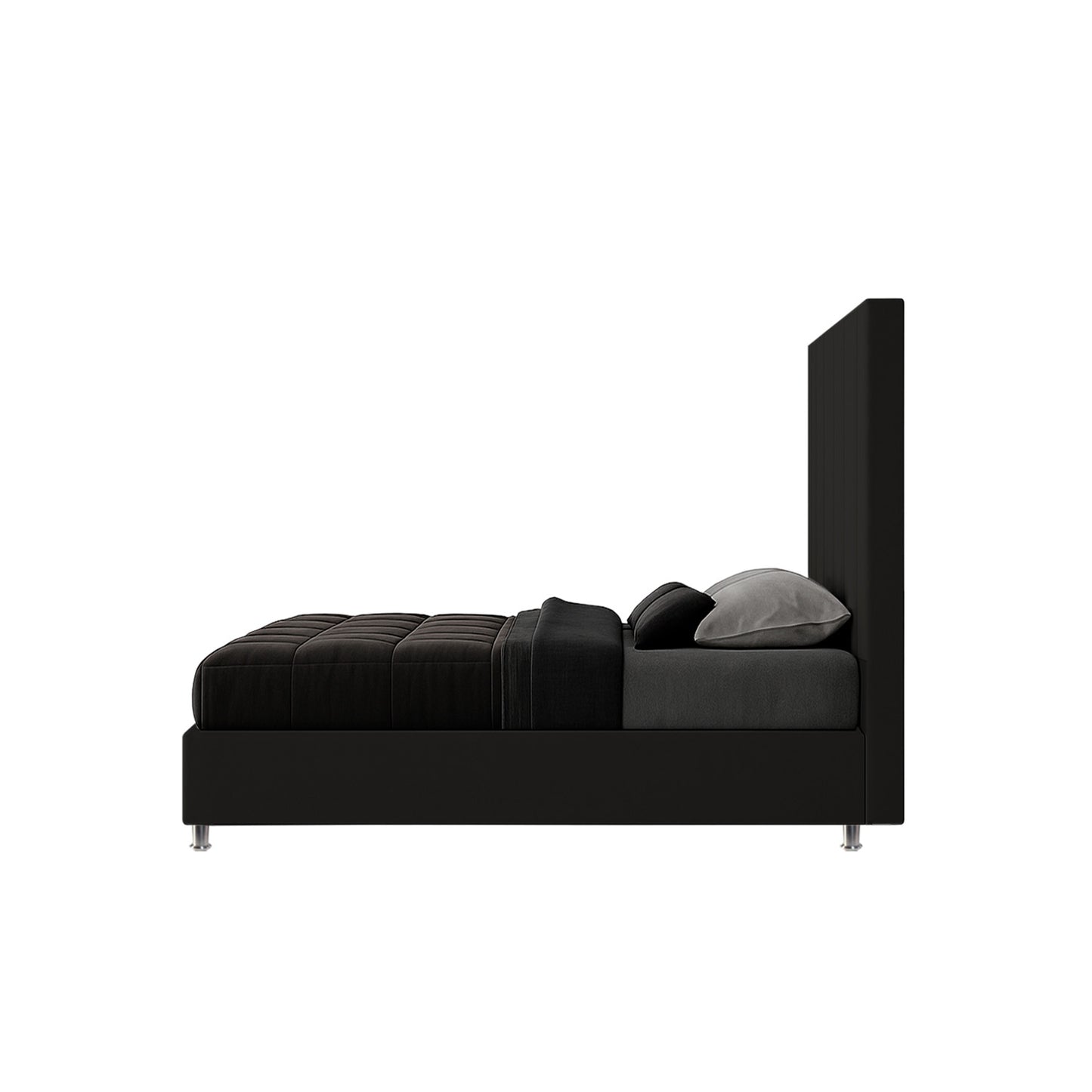 Base Cama con Espaldar + Colchon Sencillo Natura  negro