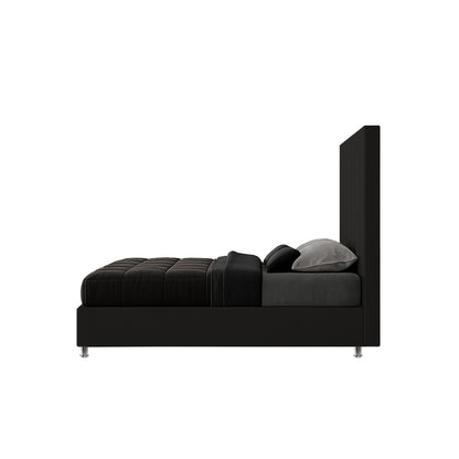 Base Cama con Espaldar + Colchon Sencillo Natura  negro