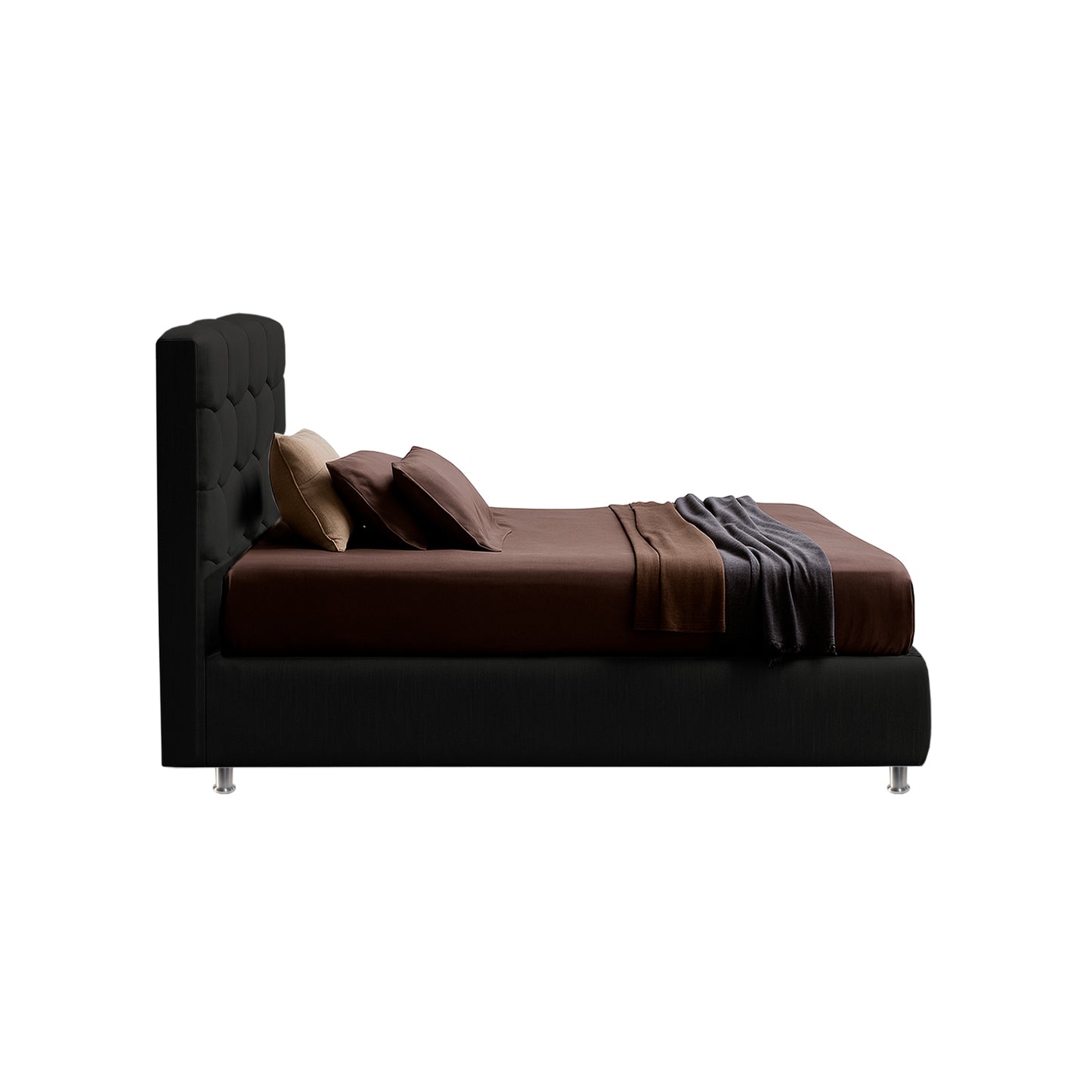 Base Cama con Espaldar + Colchon Doble Esmeralda Negro