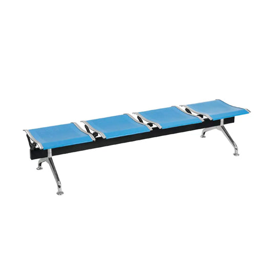 Silla Tandem 4 Puestos Gris Sin espaldar Azul