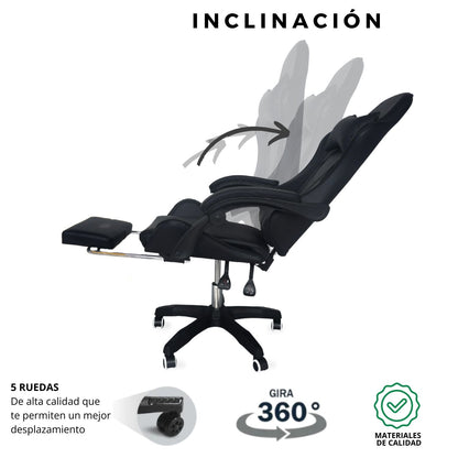 Silla Gamer Ergonomica Reclinable Kairo Negro