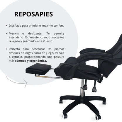 Silla Gamer Ergonomica Reclinable Kairo Negro