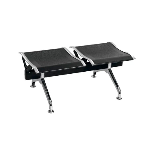 Silla Tandem 2 Puestos Gris Sin espaldar Negro