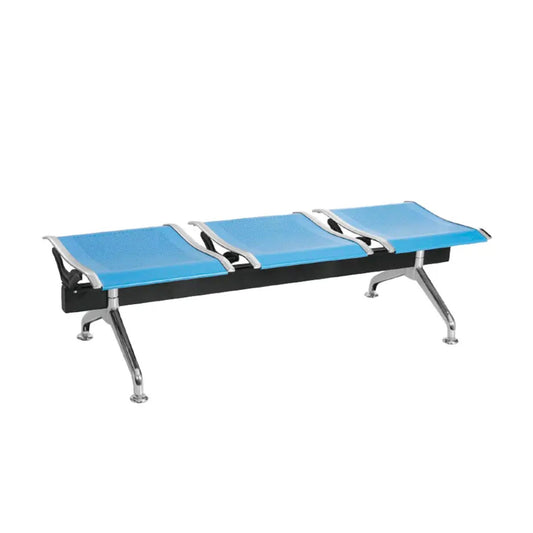 Silla Tandem 3 Puestos Gris Sin espaldar Azul