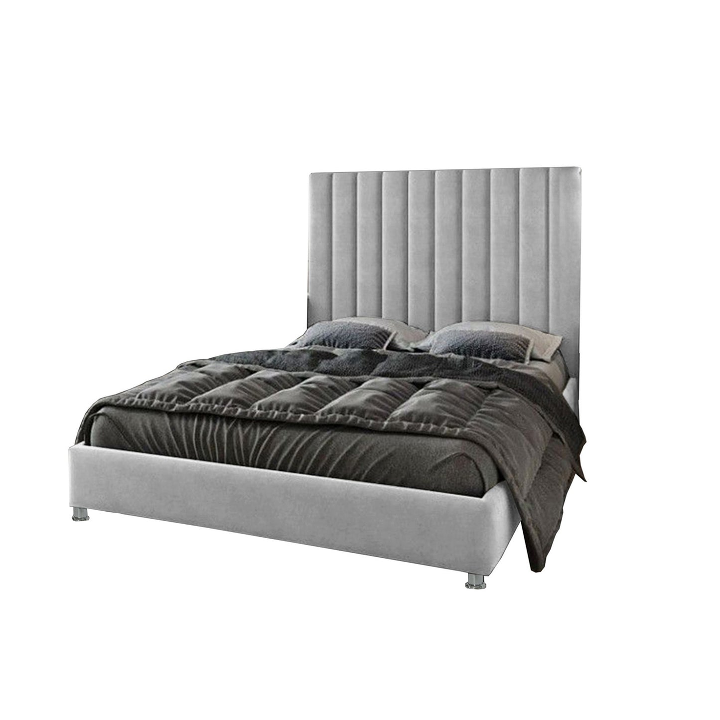 Base Cama Con Espaldar Sencillo Natura Gris Perla