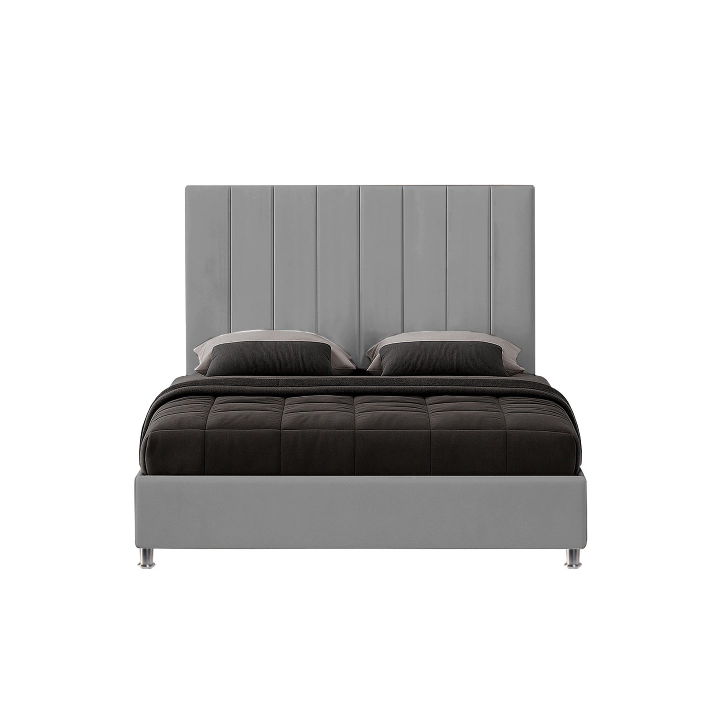 Base Cama Con Espaldar Sencillo Natura Gris Plata
