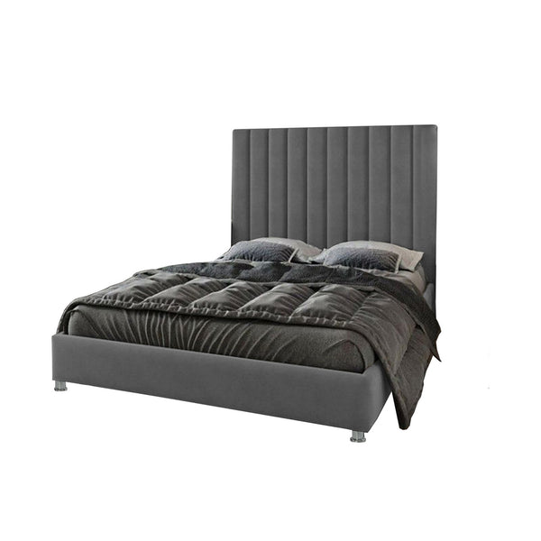 Base Cama Con Espaldar Doble Natura Gris Plomo