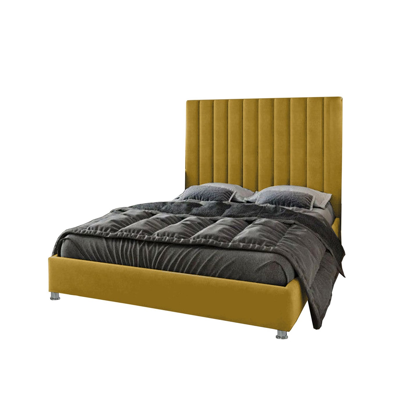 Base Cama Con Espaldar Sencillo Natura Mostaza