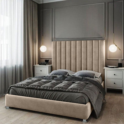 Base Cama Con Espaldar Queen Natura Taupe