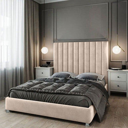 Base Cama con Espaldar + Colchon Doble Natura  beige