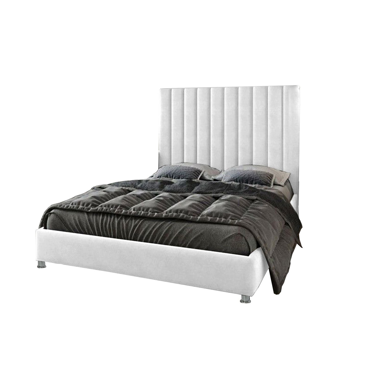 Base Cama con Espaldar + Colchon Doble Natura  blanco