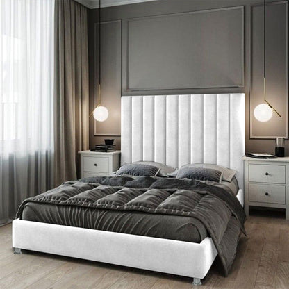 Base Cama con Espaldar + Colchon Doble Natura  blanco