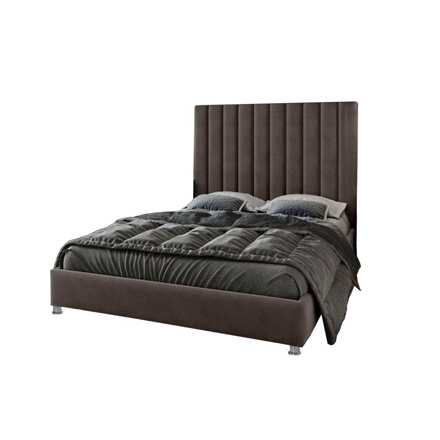 Base Cama con Espaldar + Colchon Doble Natura  cafe