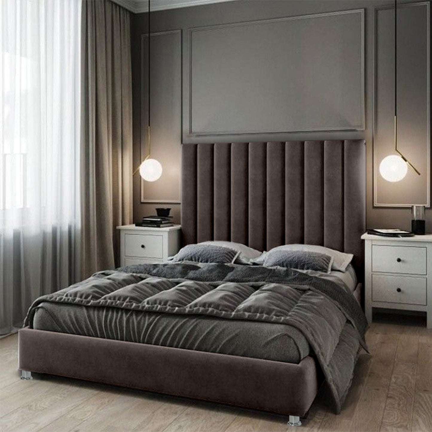 Base Cama Con Espaldar Semidoble Natura Cafe