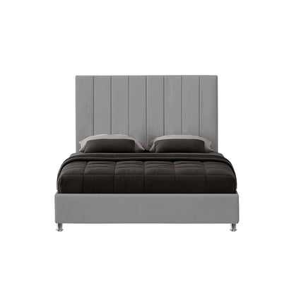 Base Cama con Espaldar + Colchon Doble Natura  gris plata