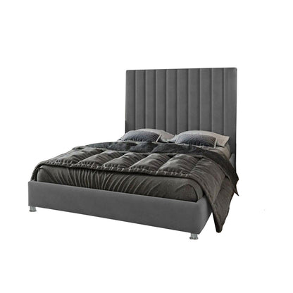 Base Cama Con Espaldar Sencillo Natura Gris Plomo