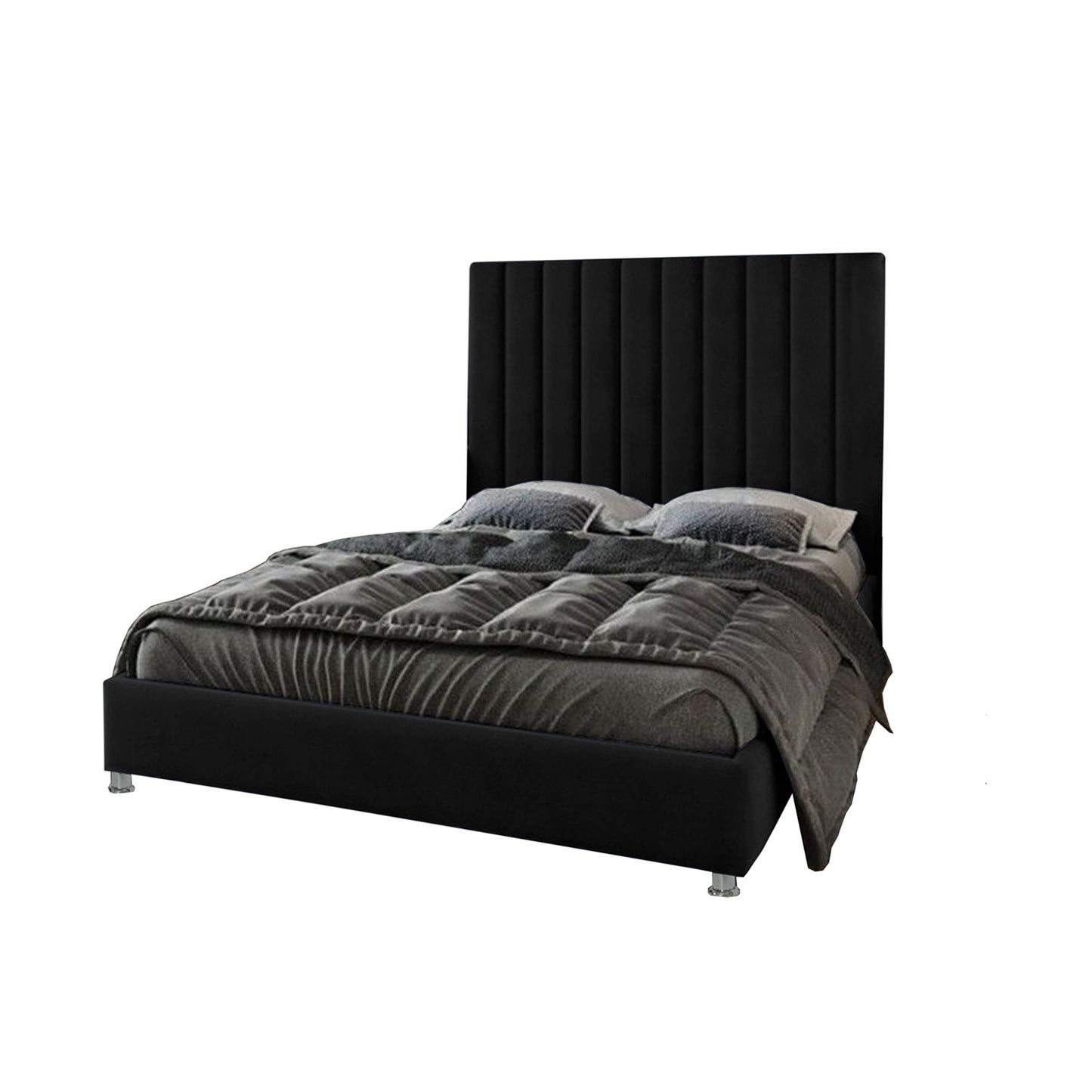 Base Cama con Espaldar + Colchon Sencillo Natura  negro