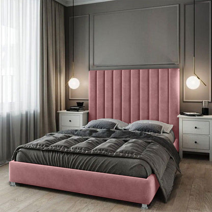 Base Cama con Espaldar + Colchon Doble Natura  salmon