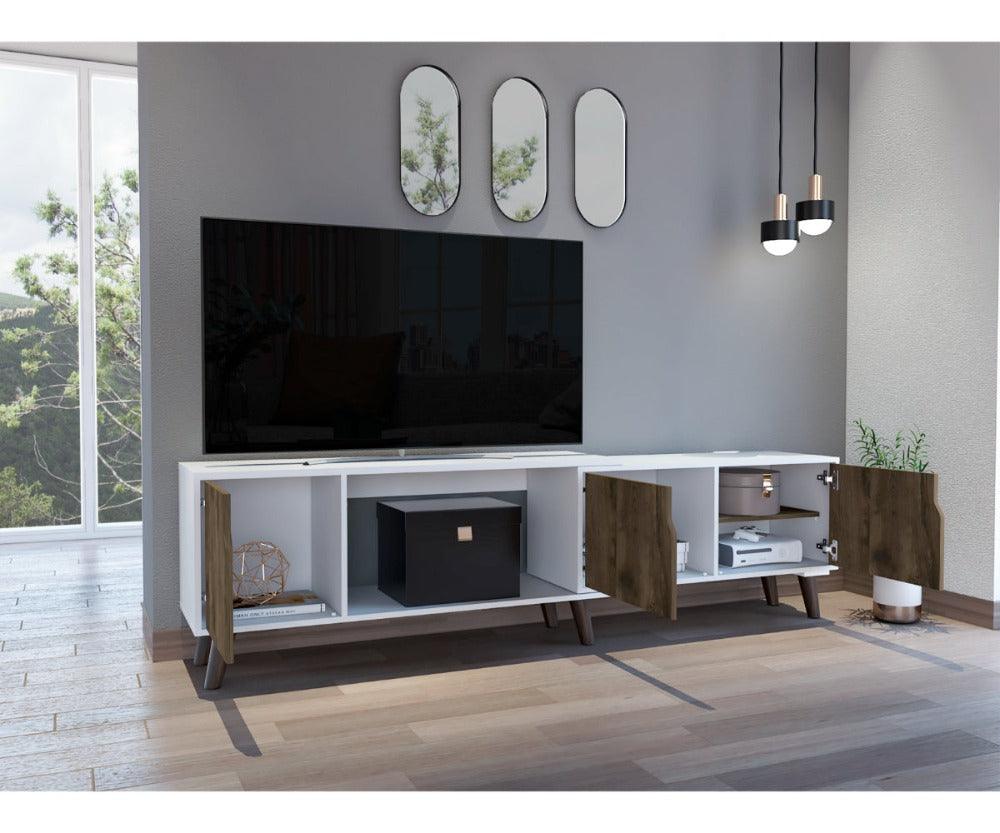 Mesa Para Tv Ornari Nogal Y Blanco Para Tv De 50"