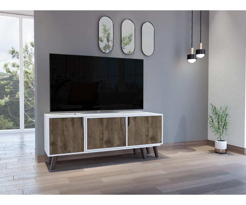 Mesa Para Tv Ornari Nogal Y Blanco Para Tv De 50"