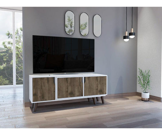 Mesa Para Tv Ornari Nogal Y Blanco Para Tv De 50"