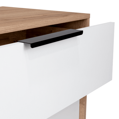 Organizador Serion Café Claro Y Blanco, Con Tres Cajones Multiusos Y Manijas Metálicas