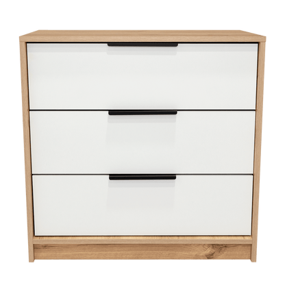Organizador Serion Café Claro Y Blanco, Con Tres Cajones Multiusos Y Manijas Metálicas