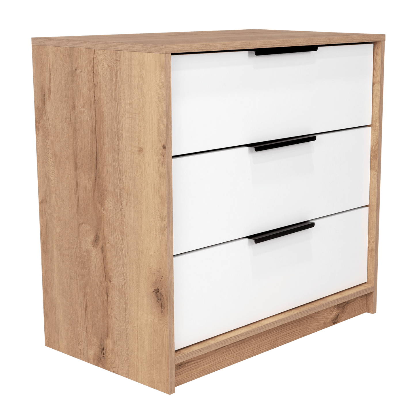 Organizador Serion Café Claro Y Blanco, Con Tres Cajones Multiusos Y Manijas Metálicas